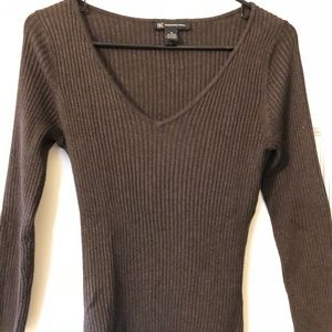 INC V-Neck Ribbed Sweater